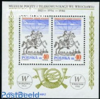 Poland 1986 Post & Telecommunication Museum S/s, Mint NH, Nature - Transport - Horses - Post - Aircraft & Aviation - Unused Stamps