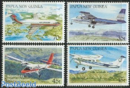 Papua New Guinea 1987 Aeroplanes 4v, Mint NH, Transport - Fokker Airplanes - Aircraft & Aviation - Airplanes