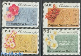 Papua New Guinea 1989 Christmas 4v, Mint NH, Nature - Religion - Flowers & Plants - Christmas - Natale
