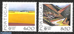 Portugal 1977 Europa, Landscapes 2v, Phosphor, Mint NH, History - Europa (cept) - Neufs