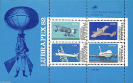 Portugal 1982 Lubrapex, Aeroplanes S/s, Mint NH, Transport - Aircraft & Aviation - Unused Stamps