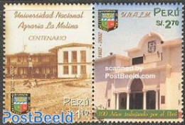 Peru 2002 Agricultural University 2v [:], Mint NH, Science - Various - Education - Agriculture - Art - Architecture - Landbouw