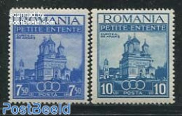 Romania 1937 Small Entente 2v, Mint NH, History - Religion - Europa Hang-on Issues - Cloisters & Abbeys - Ungebraucht