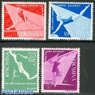 Romania 1957 European Gymnastics 4v, Mint NH, History - Sport - Europa Hang-on Issues - Gymnastics - Sport (other And .. - Neufs