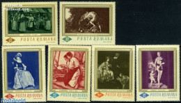 Romania 1967 Paintings 6v, Mint NH, History - Nature - Various - Netherlands & Dutch - Cat Family - Street Life - Art .. - Unused Stamps