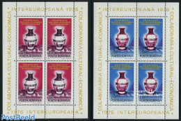 Romania 1976 Intereuropa 2 S/s, Mint NH, History - Europa Hang-on Issues - Art - Art & Antique Objects - Ceramics - Nuevos