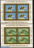 Romania 1978 Intereuropa 2 S/s, Mint NH, History - Nature - Transport - Europa Hang-on Issues - Horses - Ships And Boa.. - Unused Stamps