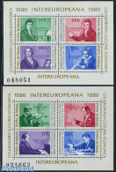 Romania 1980 Intereuropa, Composers 2 S/s, Mint NH, History - Performance Art - Europa Hang-on Issues - Music - Musica.. - Unused Stamps