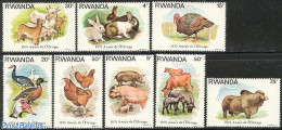 Rwanda 1978 Domestic Animals 8v, Mint NH, Nature - Animals (others & Mixed) - Birds - Cattle - Ducks - Poultry - Rabbi.. - Other & Unclassified