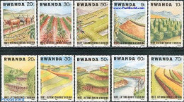 Rwanda 1983 Agriculture 10v, Mint NH, Nature - Various - Cattle - Agriculture - Agriculture