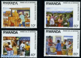 Rwanda 1988 Farmers 4v, Mint NH, Nature - Various - Cattle - Agriculture - Landbouw