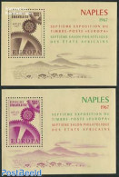 Rwanda 1967 Naples Stamp Exposition 2 S/s, Mint NH, History - Afriqueeurope - Europa Hang-on Issues - Andere & Zonder Classificatie