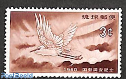 Ryu-Kyu 1960 National Census 1v, Mint NH, Nature - Birds - Storks - Riukiu-eilanden