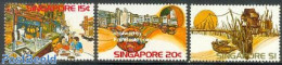 Singapore 1975 Views 3v, Mint NH, Transport - Various - Ships And Boats - Street Life - Schiffe