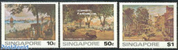 Singapore 1976 Paintings 3v, Mint NH, Nature - Transport - Trees & Forests - Automobiles - Ships And Boats - Art - Pai.. - Rotary Club