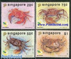 Singapore 1992 Crabs 4v, Mint NH, Nature - Shells & Crustaceans - Crabs And Lobsters - Mundo Aquatico
