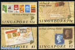 Singapore 1990 150 Years Stamps 4v, Mint NH, Stamps On Stamps - Postzegels Op Postzegels