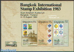 Singapore 1983 Bangkok 1983 S/s, Mint NH, Various - Philately - Stamps On Stamps - Maps - Sellos Sobre Sellos