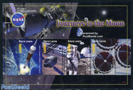 Sierra Leone 2006 Journeys To The Moon 4v M/s, Mint NH, Transport - Space Exploration - Sonstige & Ohne Zuordnung