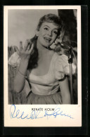 AK Musikerin Renate Holm Singend Am Mikrofon, Original Autograph  - Muziek En Musicus