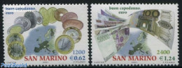 San Marino 2001 Euro 2v, Mint NH, History - Various - Europa Hang-on Issues - Maps - Money On Stamps - Ongebruikt