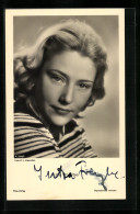 AK Schauspielerin Jutta Freybe Mit Tiefem Blick, Original Autograph  - Acteurs