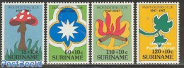 Suriname, Republic 1987 Scouting 4v, Mint NH, Nature - Sport - Mushrooms - Scouting - Paddestoelen
