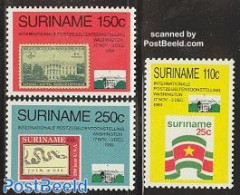 Suriname, Republic 1989 Washington Stamp Expo 3v, Mint NH, History - United Nations - Stamps On Stamps - Briefmarken Auf Briefmarken