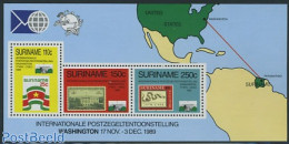 Suriname, Republic 1989 Washington Stamp Expo S/s, Mint NH, Philately - Stamps On Stamps - Briefmarken Auf Briefmarken