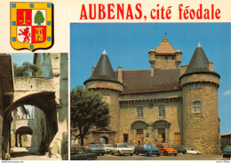 07200 AUBENAS-EN-VIVARAIS - Rue Delichères - Le Château Féodal # Automobiles # Peugeot 504, Citroën Dyane # Blason # - Aubenas