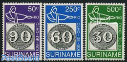 Suriname, Republic 1993 Brasiliana 3v, Mint NH, Stamps On Stamps - Postzegels Op Postzegels