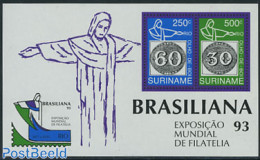 Suriname, Republic 1993 Brasiliana S/s, Mint NH, Stamps On Stamps - Sellos Sobre Sellos