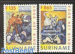Suriname, Republic 1996 Child Welfare 2v, Mint NH, Nature - Dogs - Surinam