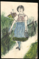 Künstler-AK Handgemalt: Mädchen Im Kleid  - 1900-1949