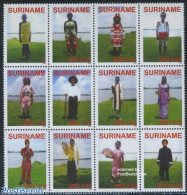 Suriname, Republic 2008 Costumes 12v Sheetlet, Mint NH, Various - Costumes - Art - Bridges And Tunnels - Costumes