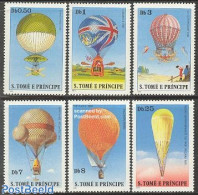 Sao Tome/Principe 1979 Aviation History, Balloons 6v, Mint NH, Transport - Balloons - Montgolfières