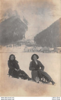 Carte-Photo De Deux Dames Faisant De La Luge - 140X90 - Sports D'hiver