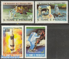 Sao Tome/Principe 1980 Moonlanding 4v, Mint NH, Transport - Space Exploration - Sao Tome En Principe