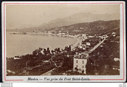 FRANCE // MENTON - VUE PRISE DU PONT SAINT-LOUIS VERS 1890 - TIRAGE SUR PAPIER ALBUMINÉ SUPPORT CARTON - Lieux