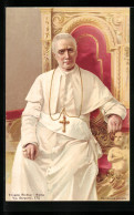 Lithographie Papst Pius X., Portrait Im Sitzen  - Papi