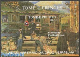 Sao Tome/Principe 1988 Red Cross, Railways S/s, Mint NH, Health - Transport - Red Cross - Railways - Croce Rossa