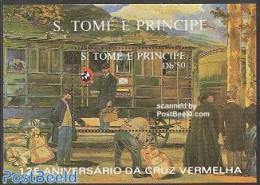 Sao Tome/Principe 1988 Red Cross, Railways S/s, Mint NH, Health - Transport - Red Cross - Railways - Cruz Roja