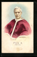 Lithographie Portrait Papst Pius X.  - Pausen