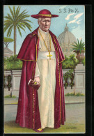 Lithographie Papst Pius X. Mit Hut Und Gebetsbuch  - Pausen