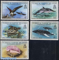 Turks And Caicos Islands 1979 Nature Conservation 5v, Mint NH, Nature - Birds - Reptiles - Sea Mammals - Shells & Crus.. - Maritiem Leven