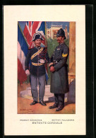 Künstler-AK French Gendarme, British Policeman, Entente Cordiale  - Politie-Rijkswacht