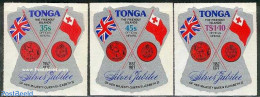 Tonga 1977 On Service, Elizabeth II Jubilee 3v, Mint NH, History - Flags - Kings & Queens (Royalty) - Koniklijke Families