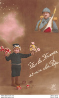 WW1 Guerre 14-18 - Vive La France Et Mon Cher Papa - Enfant Fleurs Soldat - Patriottisch