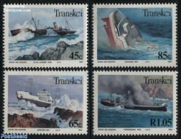 South Africa, Transkei 1994 Ships Wrecks 4v, Mint NH, History - Transport - Ships And Boats - Disasters - Ships