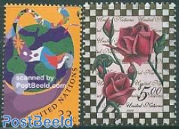 United Nations, New York 1999 Definitives 2v, Mint NH, Nature - Flowers & Plants - Roses - Sonstige & Ohne Zuordnung